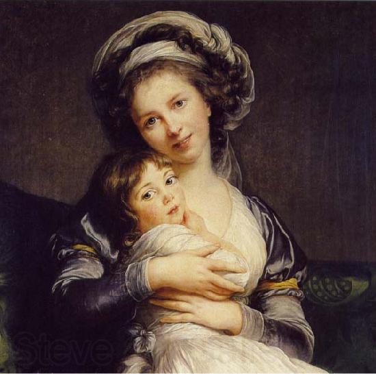 Elisabeth Louise Viegg-Le Brun Self portrait in a Turban with Julie, Spain oil painting art